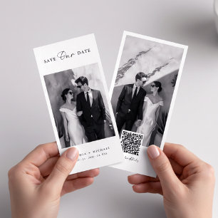 Klassisk QR-kod Bokmärke Foto Bröllop Spara Datumet