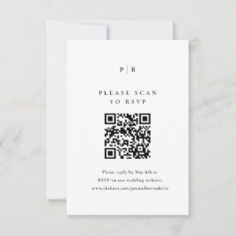 Klassisk QR-kod för marin Elegant, blå Bröllop OSA Kort