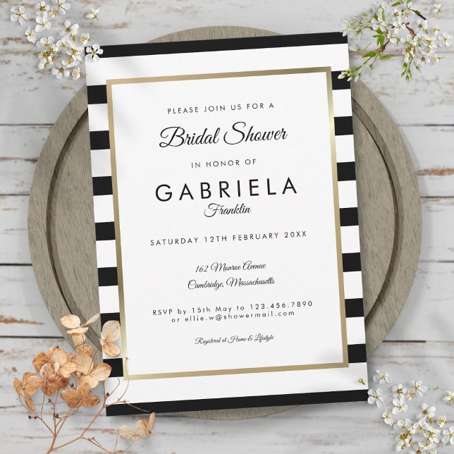 Klassisk randig bröllops- brudshower inbjudningar (Classic Stripe Wedding Bridal Shower Invitation)