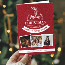 Klassisk Red 3 Photo Family Reindeer jul