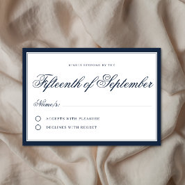 Klassisk regal Navy Blue Elegant Script Minimalist OSA Kort