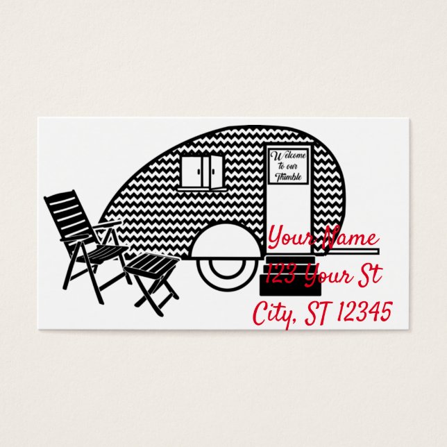 Klassisk regnig resebricka Caravan Thunder_Cove Visitkort (Framsidan)