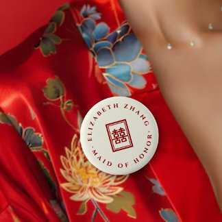 Klassisk rektangulär Dubbla Xi kinesisk Bröllopsfe Knapp