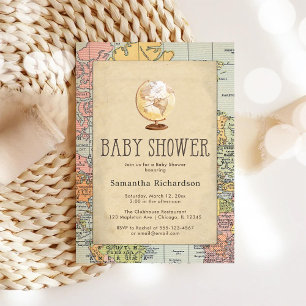 Klassisk resa världen Baby Shower-inbjudan Inbjudningar