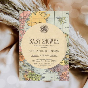 Klassisk resa världen Baby Shower-inbjudan Inbjudningar