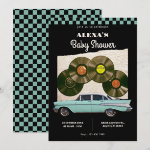 Klassisk retro bil baby shower inbjudningar