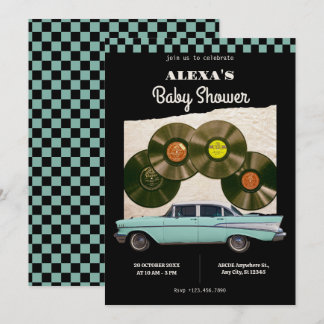 Klassisk retro bil baby shower inbjudningar