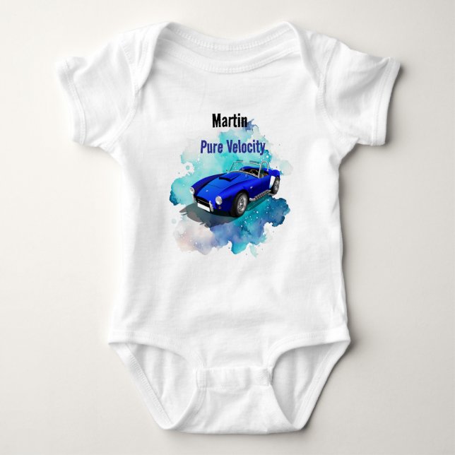 Klassisk Retro Blue Sports Car Birthday Äventyr H T Shirt (Framsida)