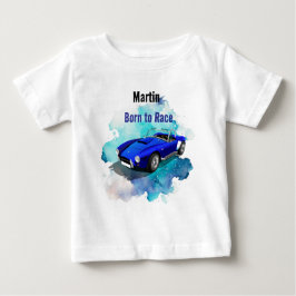 Klassisk Retro Blue Sports Car Birthday Äventyr H T Shirt