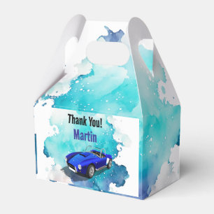 Klassisk Retro Blue Sports Car Birthday Äventyr Presentaskar