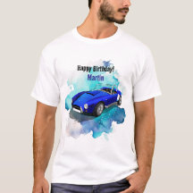 Klassisk Retro Blue Sports Car Birthday Äventyr