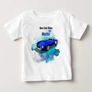 Klassisk Retro Blue Sports Car Birthday Äventyr T Shirt