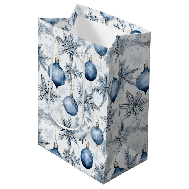 Klassisk Retro Blue Träd Ornaments Vin Small and (Framsidan Vinklad)