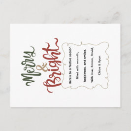 Klassisk Retro Festive Merry & Bright Jul Helg Vykort