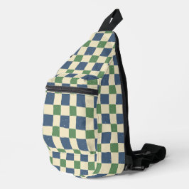 Klassisk retro gingham Cute navy blue Sage grönt