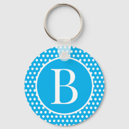 Klassisk Retro initial brev Himmel Blue Polka dots Nyckelring