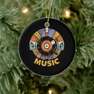 klassisk retro musik julgransprydnad keramik