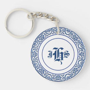 Klassisk Retro Personlig Monogram Blue Mönster