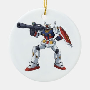 Klassisk Retro RX-78-2 Gundam Mecha Anime Illustra Julgransprydnad Keramik