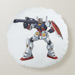 Klassisk Retro RX-78-2 Gundam Mecha Anime Illustra Rund Kudde