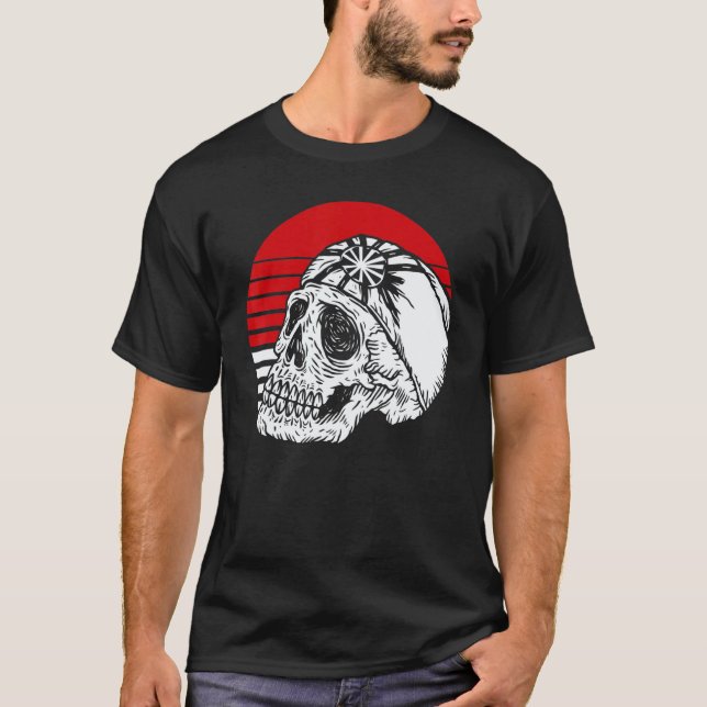 Klassisk Retro Skalle Karate T Shirt (Framsida)