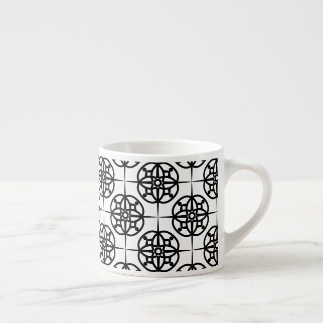Klassisk Retro Vibe Geometriskt Mönster Espressomugg (Höger)