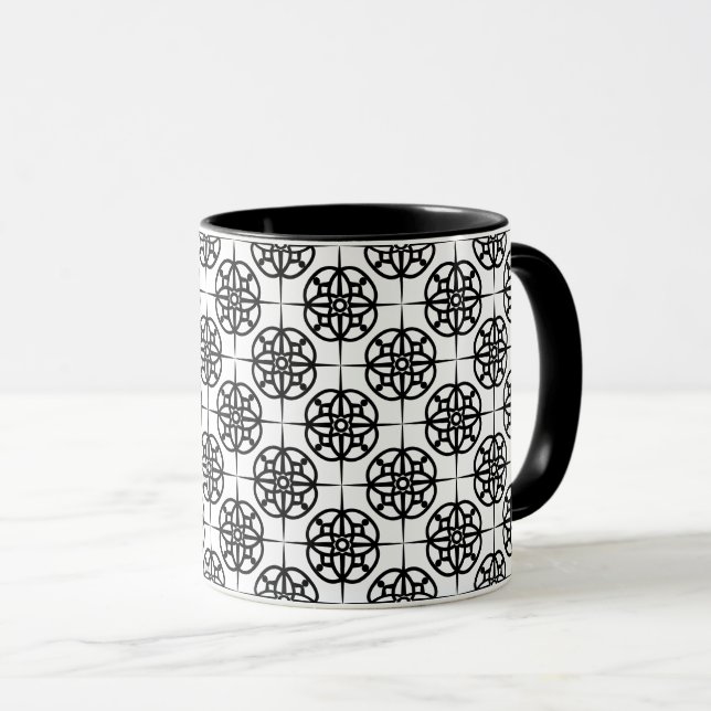 Klassisk Retro Vibe Geometriskt Mönster Mugg (Framsida höger)