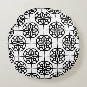 Klassisk Retro Vibe Geometriskt Mönster Rund Kudde