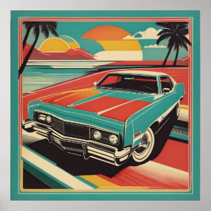 Klassisk retro vintage bilplansch poster