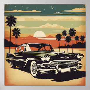 Klassisk retro vintage bilplansch poster