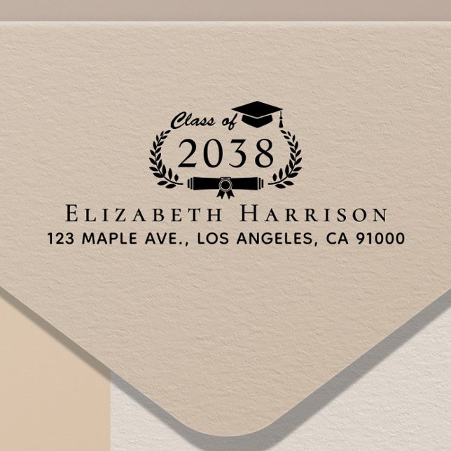 Klassisk returadress för examen självfärgande stämpel (Classic Graduation Return Address Self-inking Stamp)
