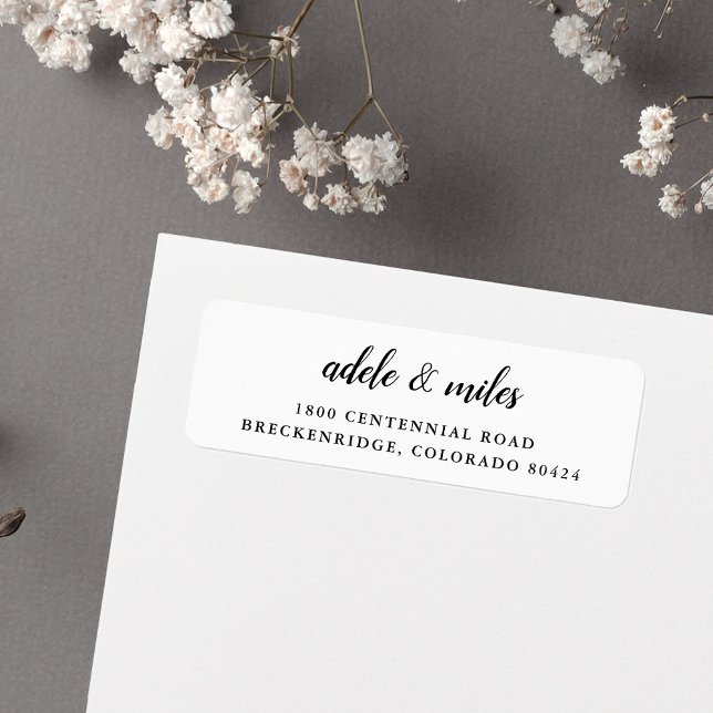 Klassisk Returadress för svartvit kalligrafi Etikett (Skapare uppladdad)