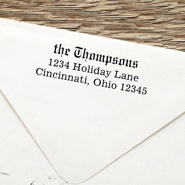 Klassisk Returadress-typgrafi Självfärgande Stämpel (Simple minimalist classic style return address self inking stamp.)