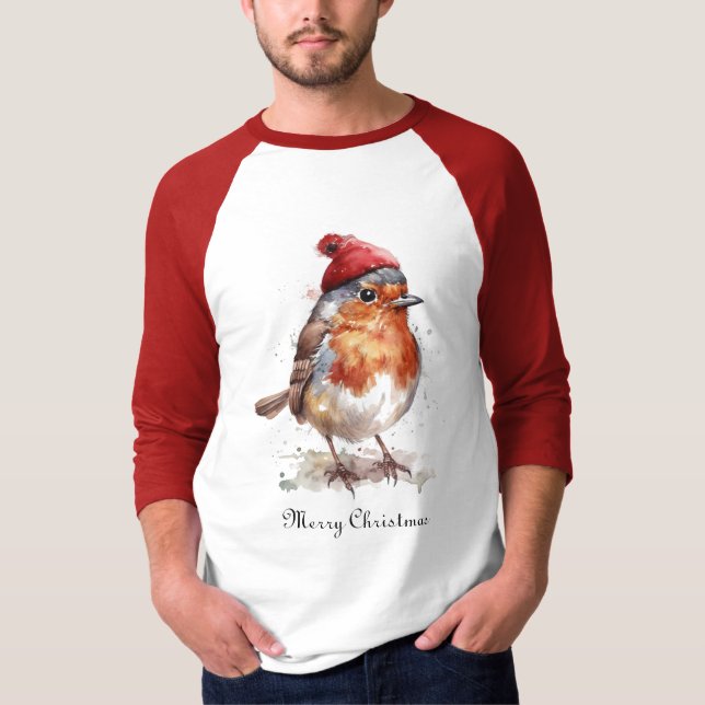 Klassisk Robin Vinter Herrmode T Shirt (Framsida)