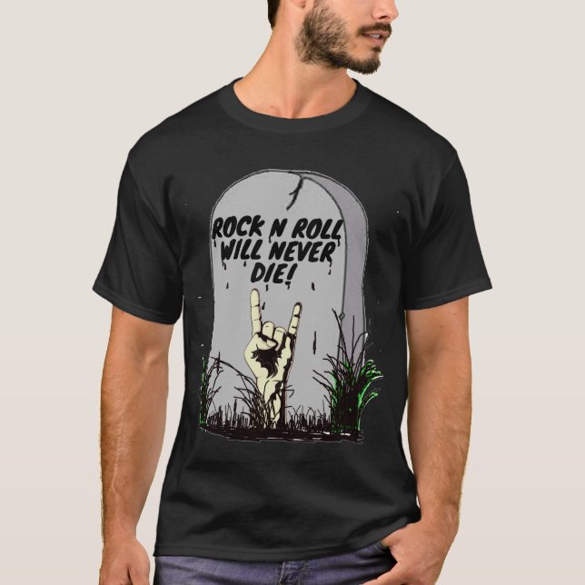 Klassisk rock N Roll dör aldrig. T Shirt (Framsida)