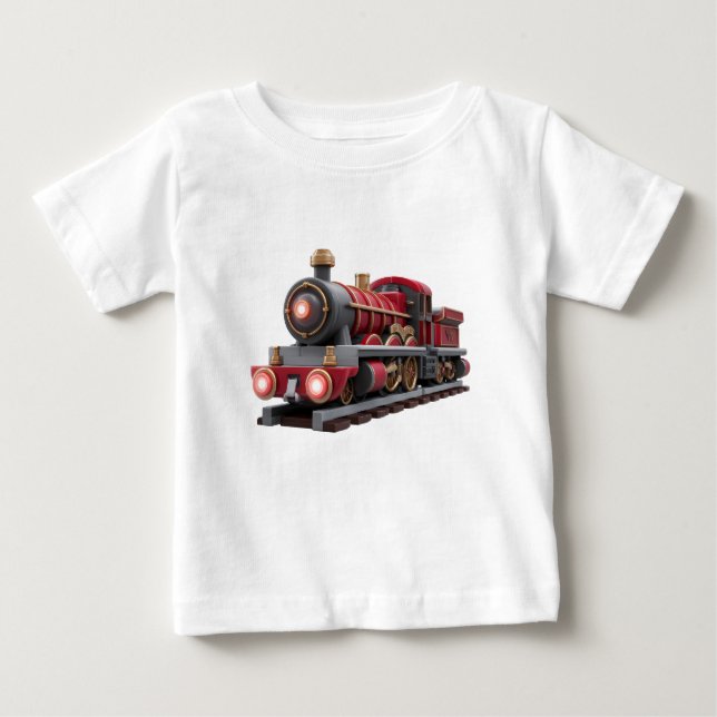 Klassisk röd ånglokomotiv – Äventyrs T-Shirt för b (Framsida)