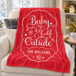 Klassisk röd Baby It's Cold Outside Familj Fleecefilt