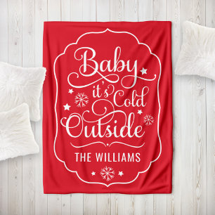 Klassisk röd Baby It's Cold Outside Familj Fleecefilt