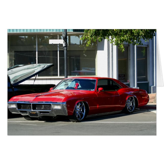 Klassisk röd bil OBS kort (Framsidan Horizontal)