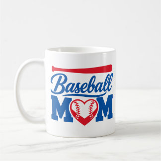 Klassisk Röd Blå Hjärtan Baseball Mamma Speldag Kaffemugg