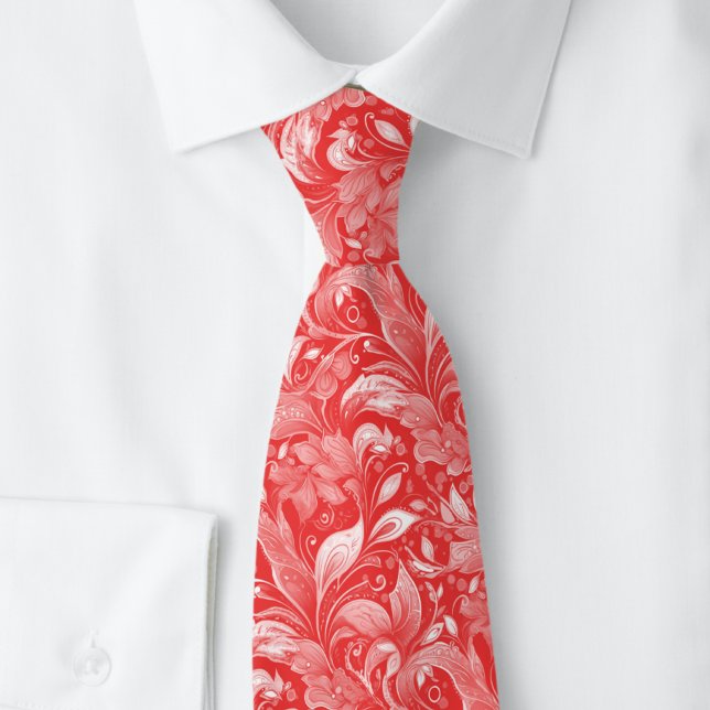 Klassisk röd botanisk batik slips (Skapare uppladdad)