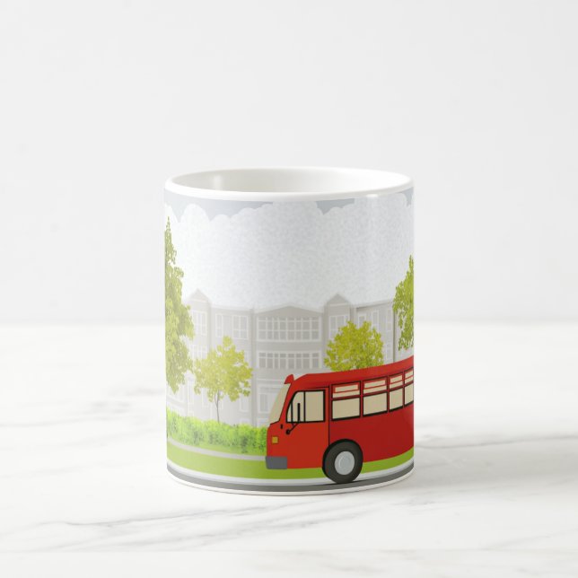 klassisk röd buss, ofta använd som kollektivtrafik kaffemugg (Center)