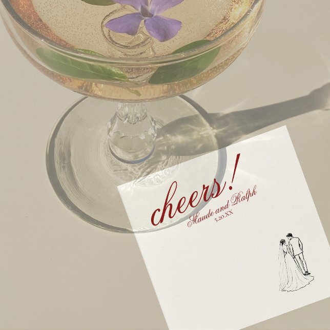 Klassisk röd Cheers Elegant personlig bröllopsduk Pappersservett (Classic Red Cheers Elegant Personalized Wedding Napkins)