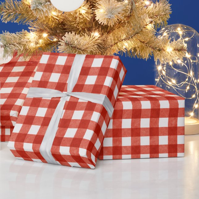 Klassisk röd gingham-karotröja jul presentpapper (Helgdagar)