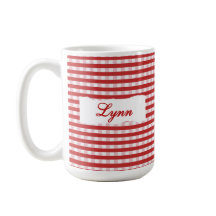 Klassisk röd gingham-personlig namn 