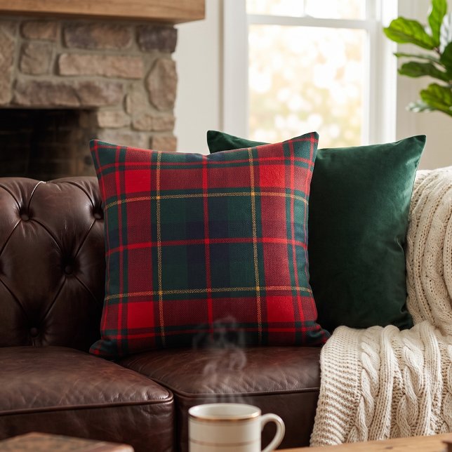 Klassisk röd grön tartan rutmönster kudde (Skapare uppladdad)