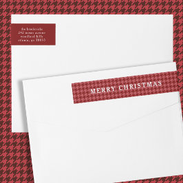 Klassisk röd hundtands Merry Christmas  Etikettband