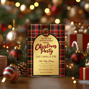 Klassisk röd jul tartan högtidsfest inbjudningar
