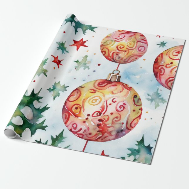 Klassisk röd juldesign i Boll Presentpapper (Utrullad)