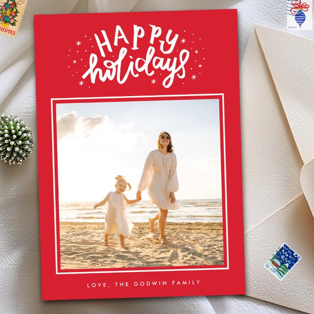 Klassisk röd kvadrat, fotopatré - jul julkort (Skapare uppladdad)